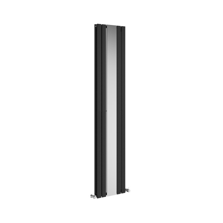 Specchio Midnight Black Vertical Flat Designer Radiator with Mirror 1800x385mm Double Panel 3541 BTU