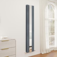 Specchio Anthracite Vertical Flat Mirror Designer Radiator 1800x385mm Double Panel 3541 BTU