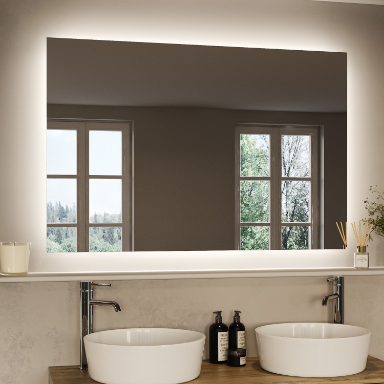 GRADE A1 - Rectangular LED Bathroom Mirror with Bluetooth & Demister 1200 x 800mm - Vela