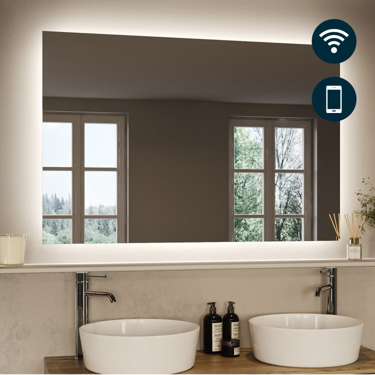 GRADE A1 - Rectangular LED Bathroom Mirror with Bluetooth & Demister 1200 x 800mm - Vela