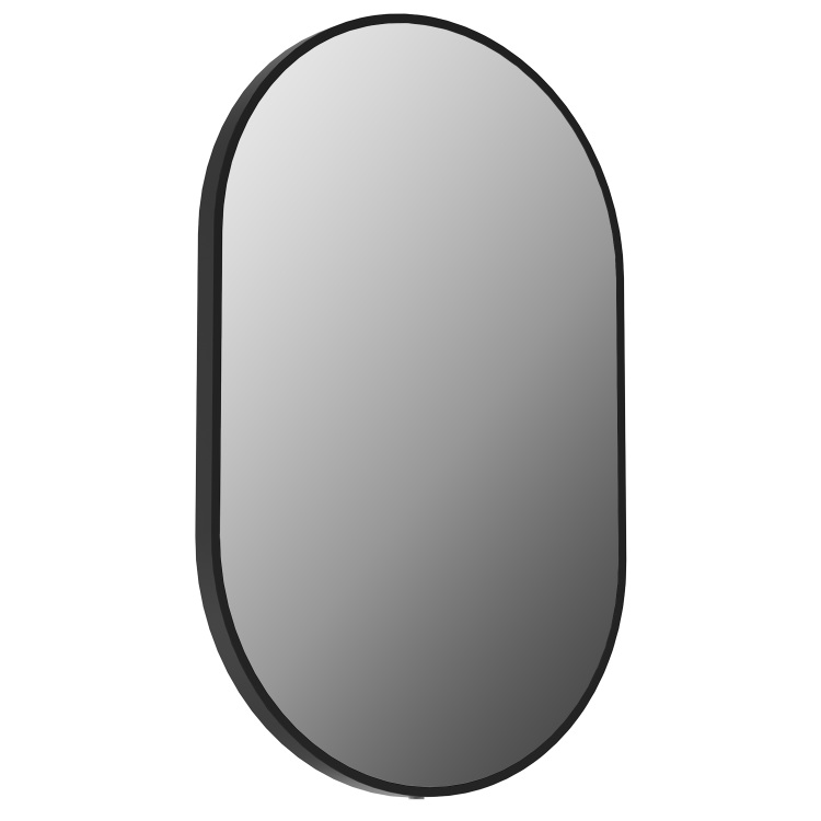 Oval Black Backlit Heated Bathroom Mirror with Lights 500 x 800mm - Venus