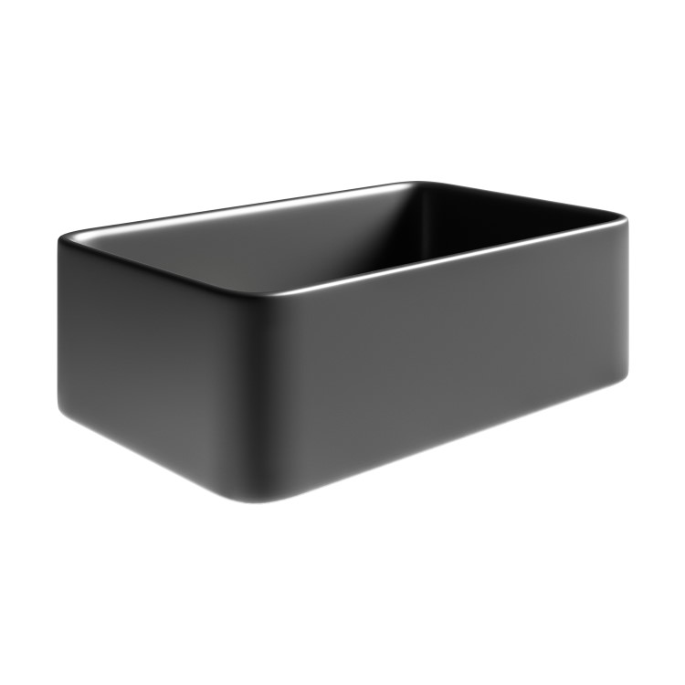 Matt Black Rectangular Countertop Basin 361mm - Vida