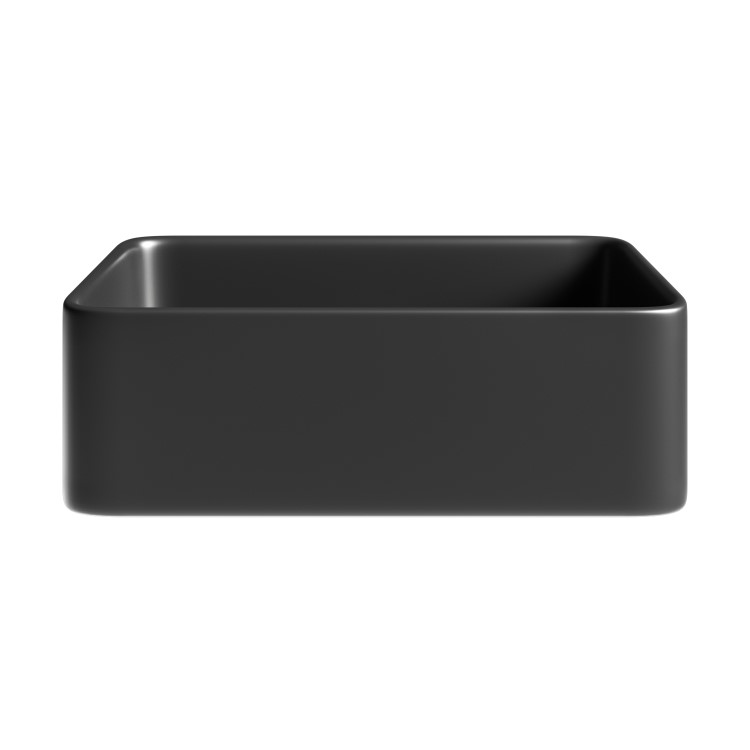 Matt Black Rectangular Countertop Basin 361mm - Vida