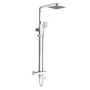 Chrome Square Thermostatic Bath Mixer Shower with Square Overhead & Hand Shower- Vira