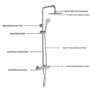 Chrome Round Thermostatic Bar Mixer Shower Set with Slide Rail Kit & Hand Shower - Vira