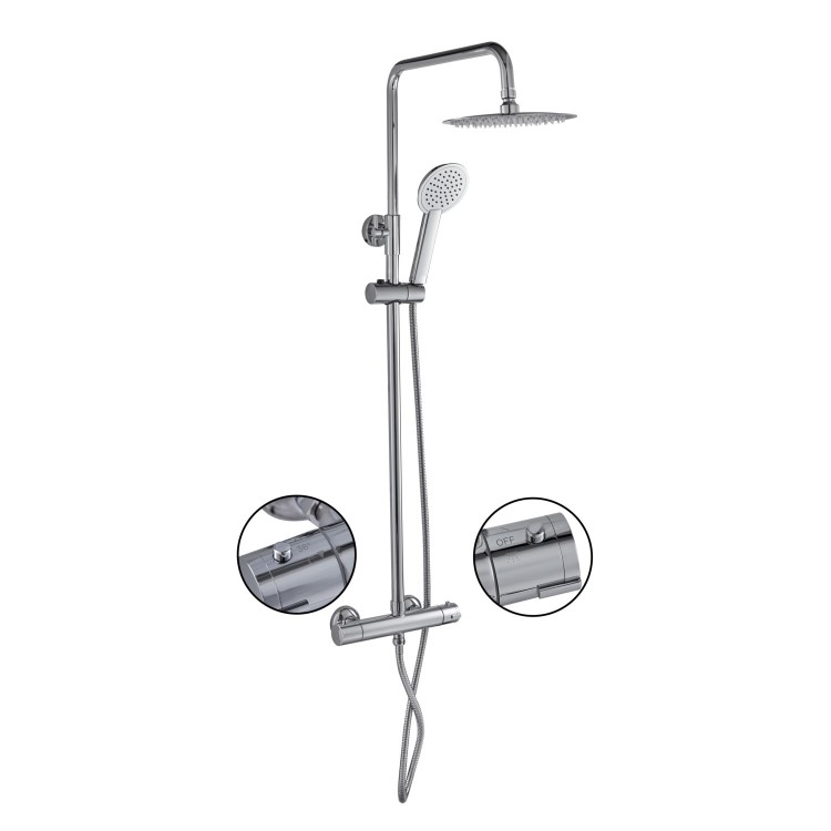 Chrome Mixer Shower with Freestanding Bath and Basin Tap Set - Arissa