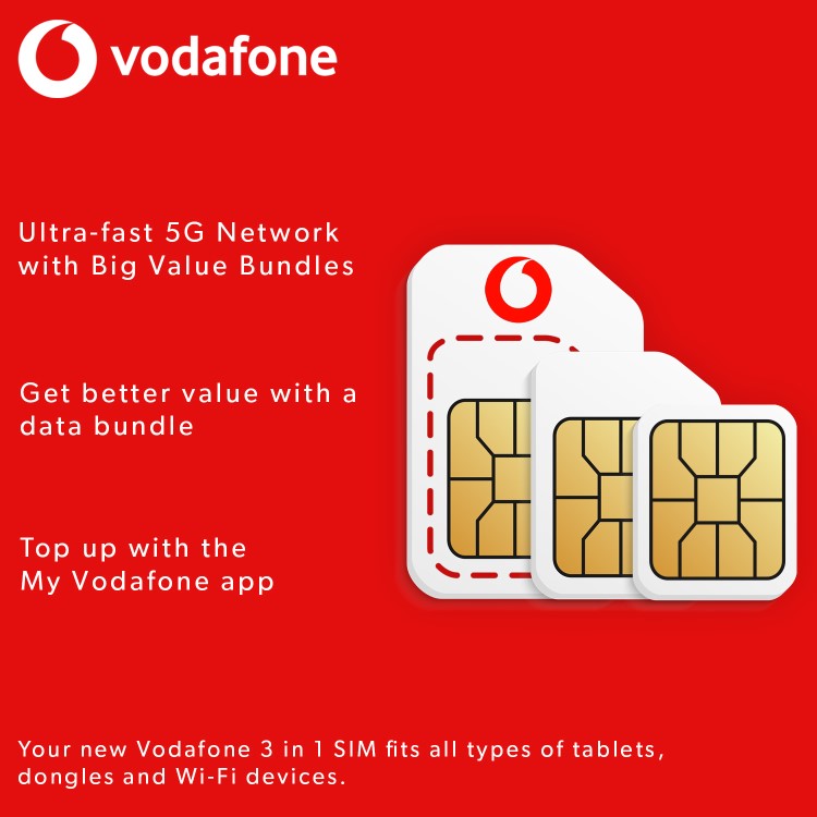 Vodafone Pay As You Go Sim Card Trio