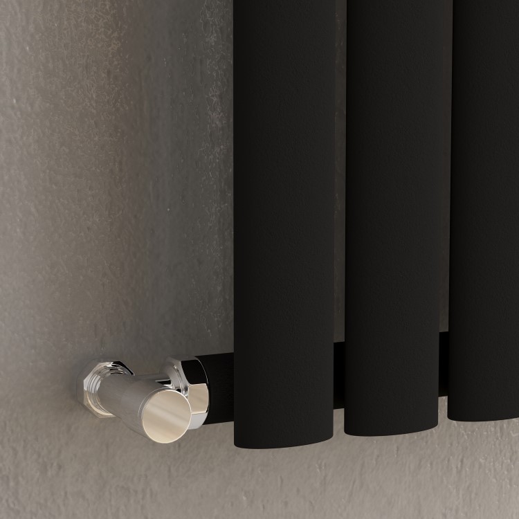 Sorrento Midnight Black Vertical Oval Designer Radiator 1600x590mm Single Panel 3804 BTU