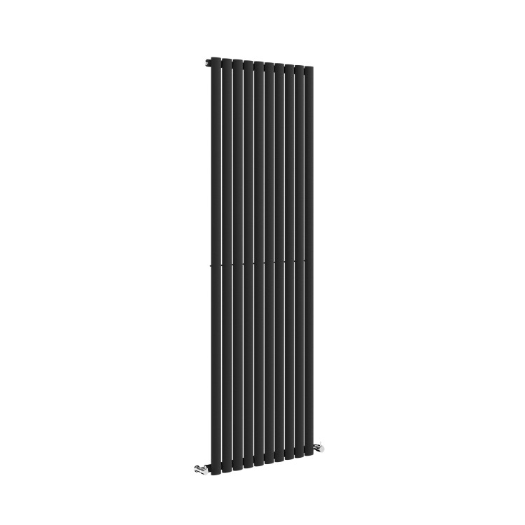 Sorrento Midnight Black Vertical Oval Designer Radiator 1800x590mm Single Panel 4216 BTU