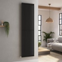 Ravello Midnight Black Vertical Square Designer Radiator 1800x450mm Single Panel 3618 BTU