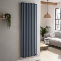 Sorrento Anthracite Vertical Oval Designer Radiator 1800x590mm Single Panel 4216 BTU