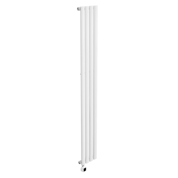 White Electric Vertical Designer Radiator 1kW with Wi-Fi Thermostat - H1600xW236mm - IPX4 Bathroom Safe