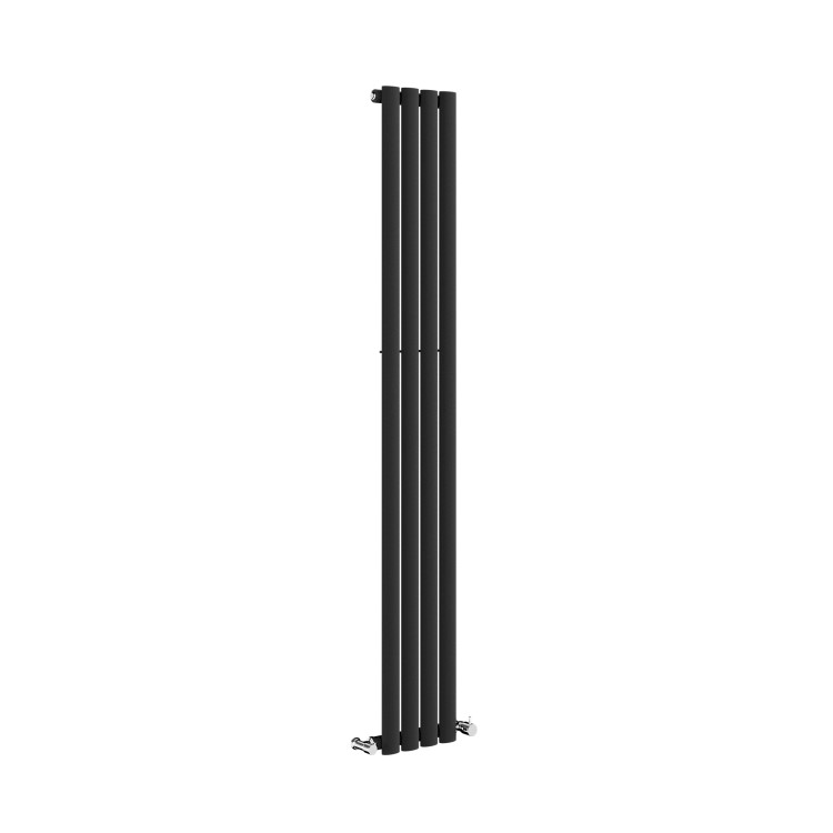 Sorrento Midnight Black Vertical Oval Designer Radiator 1600x236mm Single Panel 1521 BTU