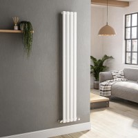 Sorrento White Vertical Oval Designer Radiator 1600x236mm Single Panel 1521 BTU