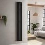 Riace Midnight Black Vertical Flat Designer Radiator 1800x272mm Single Panel 1803 BTU