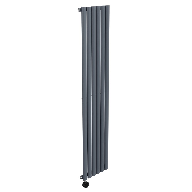 Anthracite Electric Vertical Designer Radiator 1kW with Wi-Fi Thermostat - H1600xW354mm - IPX4 Bathroom Safe