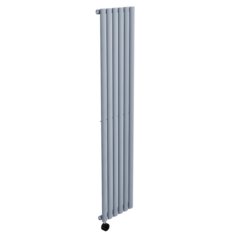 Light Grey Electric Vertical Designer Radiator 1kW with Wi-Fi Thermostat - H1600xW354mm - IPX4 Bathroom Safe