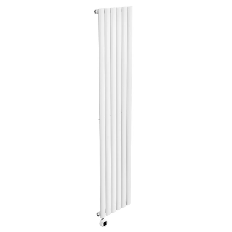 White Electric Vertical Designer Radiator 1kW with Wi-Fi Thermostat - H1600xW354mm - IPX4 Bathroom Safe