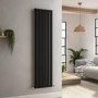 Riace Midnight Black Vertical Flat Designer Radiator 1600x408mm Single Panel 2442 BTU