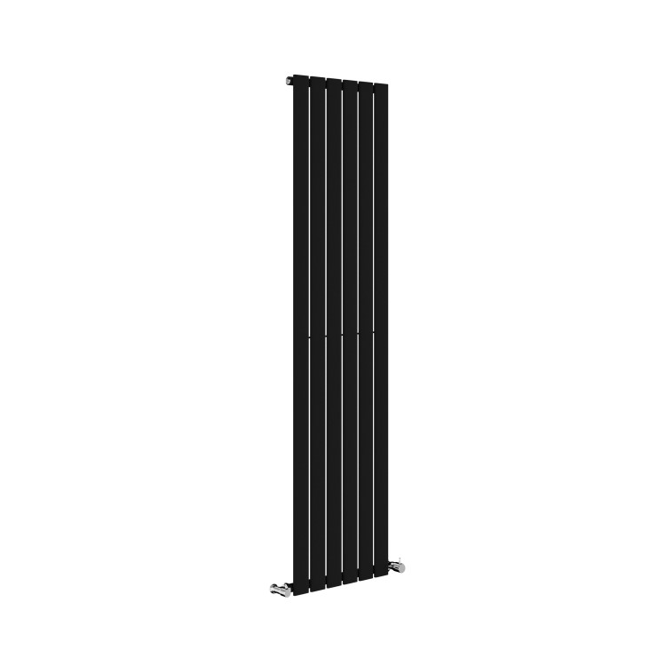 Riace Midnight Black Vertical Flat Designer Radiator 1600x408mm Single Panel 2442 BTU