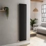 Sorrento Midnight Black Vertical Oval Designer Radiator 1600x354mm Single Panel 2282 BTU