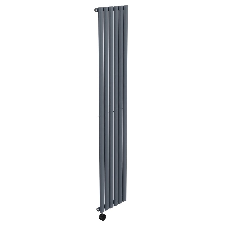 Anthracite Electric Vertical Designer Radiator 2kW with Wi-Fi Thermostat - H1800xW354mm - IPX4 Bathroom Safe