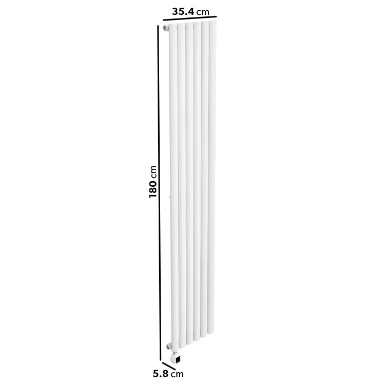 GRADE A1 - White Electric Vertical Designer Radiator 2kW with Wifi Thermostat - H1800xW354mm - IPX4 Bathroom Safe