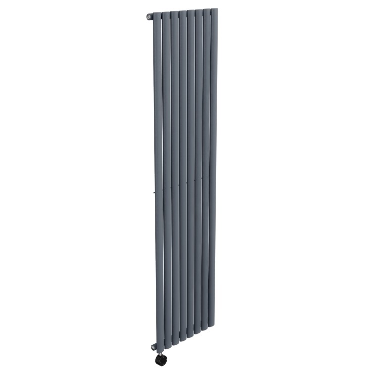 Anthracite Electric Vertical Designer Radiator 2.4kW with Wi-Fi Thermostat - H1800xW472mm - IPX4 Bathroom Safe