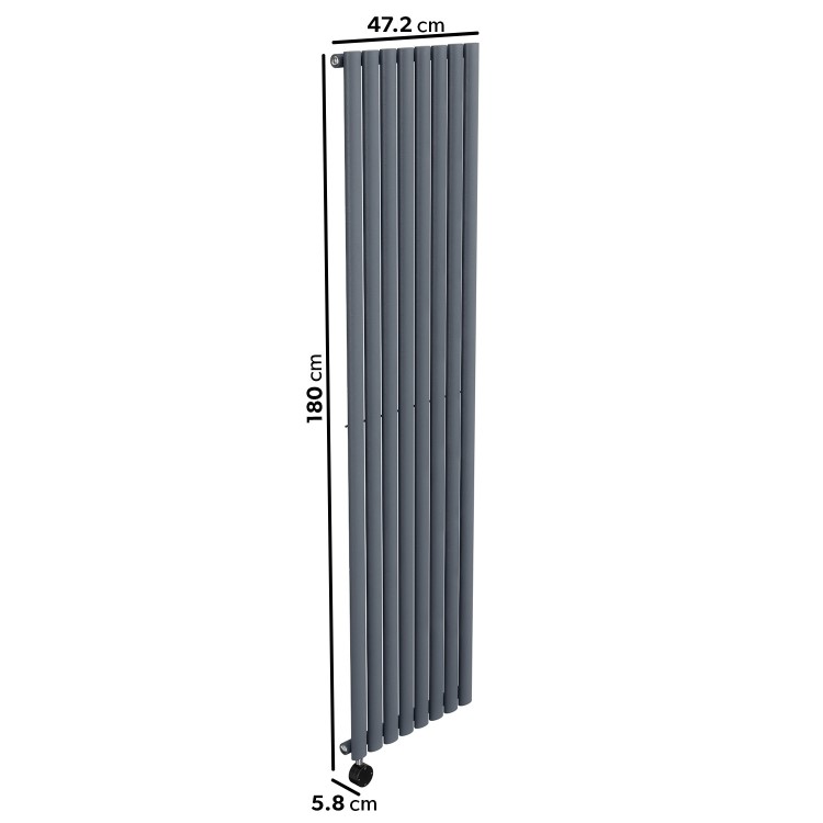 Anthracite Electric Vertical Designer Radiator 2.4kW with Wi-Fi Thermostat - H1800xW472mm - IPX4 Bathroom Safe