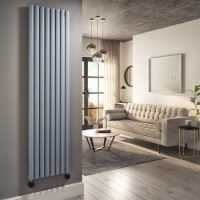 Light Grey Electric Vertical Designer Radiator 2.4kW with Wi-Fi Thermostat - H1800xW472mm - IPX4 Bathroom Safe