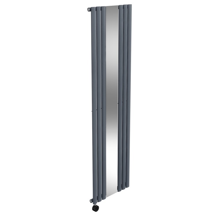 Anthracite Vertical Smart Smart Electric Radiator with Mirror 1.2kW - H1800xW500mm - Bathroom Safe