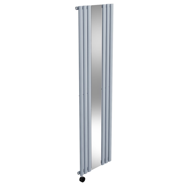 Light Grey Electric Vertical Designer Radiator 1.2kW with Mirror and Wi-Fi Thermostat - H1800xW500mm - IPX4 Bathroom Safe