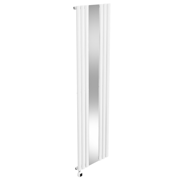 White Vertical Smart Smart Electric Radiator with Mirror 1.2kW - H1800xW500mm - Bathroom Safe