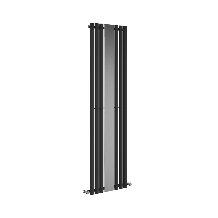 Specchio Midnight Black Vertical Oval Mirror Designer Radiator 1800x500mm Single Panel 2680 BTU