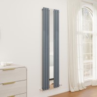 Specchio Anthracite Vertical Oval Mirror Designer Radiator 1800x500mm Single Panel 2680 BTU