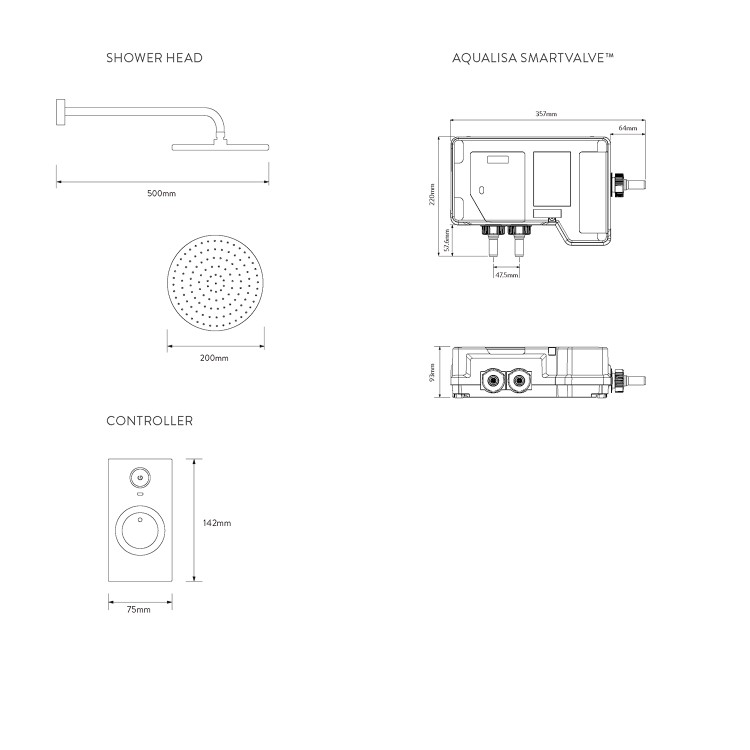 Aqualisa Visage Q Smart Digital Shower Concealed with Fixed Head HP/Combi