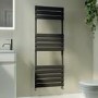 Riace Midnight Black Vertical Flat Towel Rail  1200x450mm Single Panel 1621 BTU