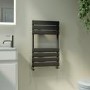 Riace Midnight Black Vertical Flat Towel Rail  650x400mm Single Panel 870 BTU