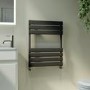 GRADE A1 - Riace Midnight Black Vertical Flat Towel Rail  650x500mm Single Panel 1018 BTU