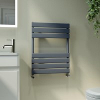 Riace Anthracite Vertical Flat Towel Rail  650x500mm Single Panel 1018 BTU