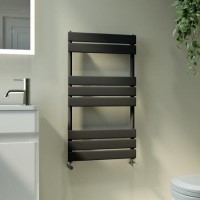 Riace Midnight Black Vertical Flat Towel Radiator 800x450mm Single Panel 1120 BTU