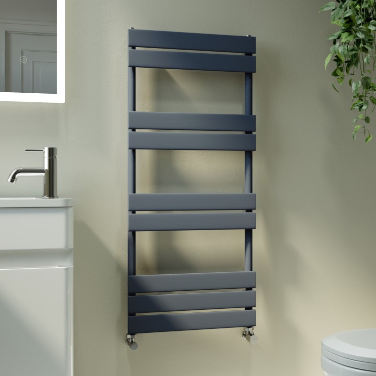 Riace Anthracite Vertical Flat Towel Rail  1000x450mm Single Panel 1365 BTU