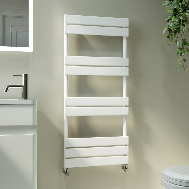 Riace White Vertical Flat Towel Rail  1000x450mm Single Panel 1365 BTU