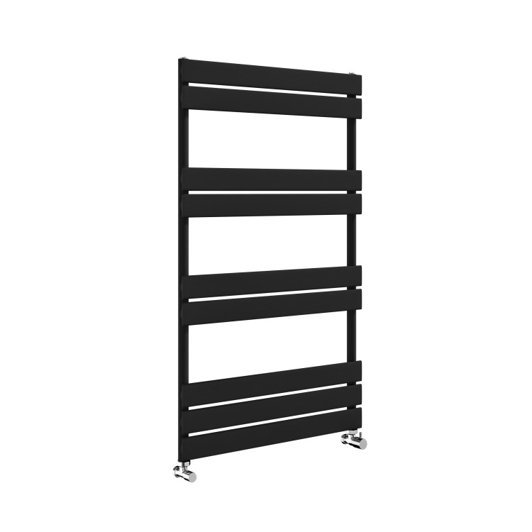 Riace Midnight Black Vertical Flat Towel Rail  1000x600mm Single Panel 1712 BTU