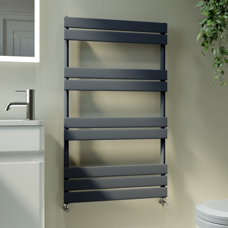 Riace Anthracite Vertical Flat Towel Rail  1000x600mm Single Panel 1712 BTU