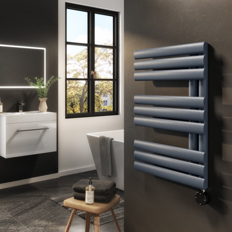 Anthracite Electric Towel Radiator 0.6kW with Wi-Fi Thermostat - H650xW450mm - IPX4 Bathroom Safe