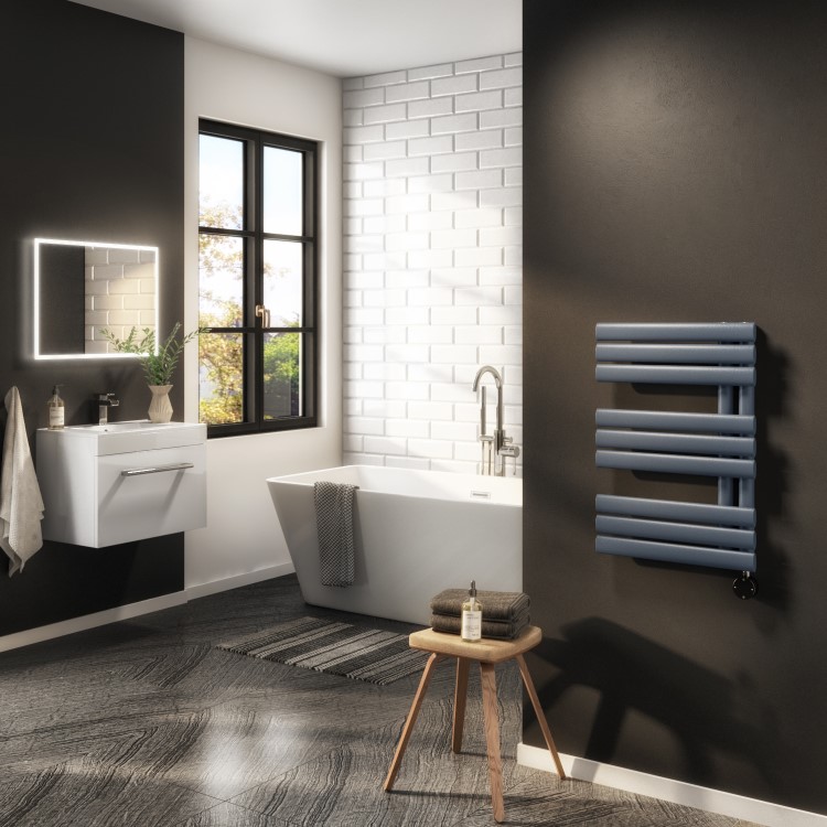 Anthracite Electric Towel Radiator 0.6kW with Wi-Fi Thermostat - H650xW450mm - IPX4 Bathroom Safe