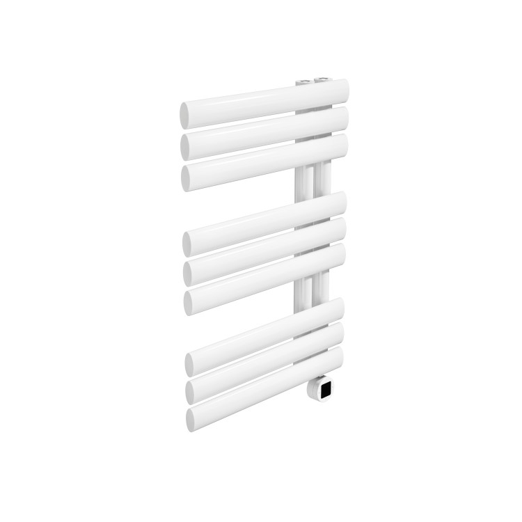 White Electric Towel Radiator 0.6kW with Wi-Fi Thermostat - H650xW450mm - IPX4 Bathroom Safe