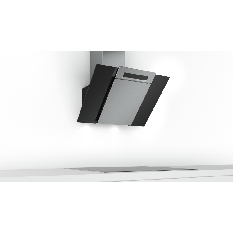 Bosch DWK87BM60B Touch Control 80cm Angled Cooker Hood - Stainless Steel And Black Glass