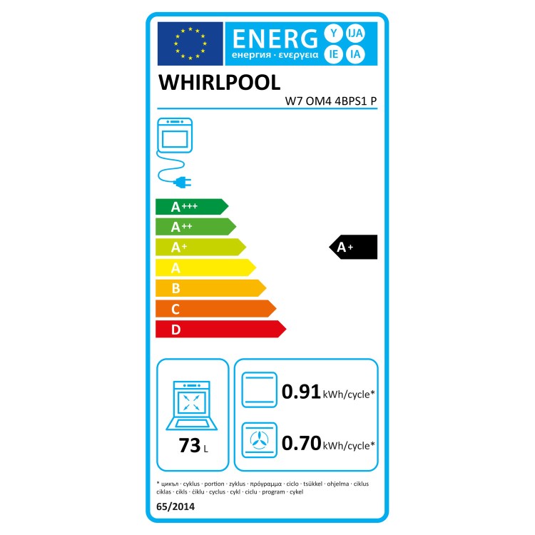 Refurbished Whirlpool W7OM44BPS1P 60cm Single Built In Electric Oven with Pyrolytic Cleaning Stainless Steel